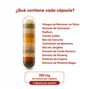 Canela + Berberina + Vinagre de Manzana 60 caps de 700mg