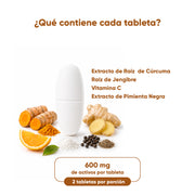 Curcuma, Jengibre y Vitamina C 60 tablestas de 600mg