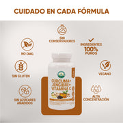 Curcuma, Jengibre y Vitamina C 60 tablestas de 600mg