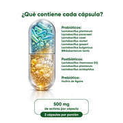 Pre + Pro + Postbióticos  60 Cápsulas 500 Mg