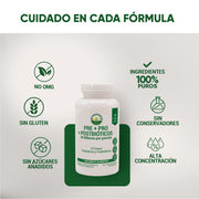 Pre + Pro + Postbióticos  60 Cápsulas 500 Mg