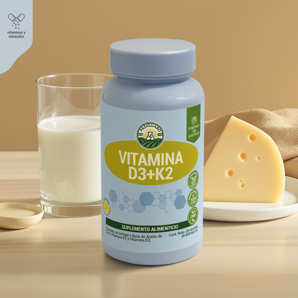 Vitamina D3+K2 con aceite de Coco 30 cápsulas de 600 mg