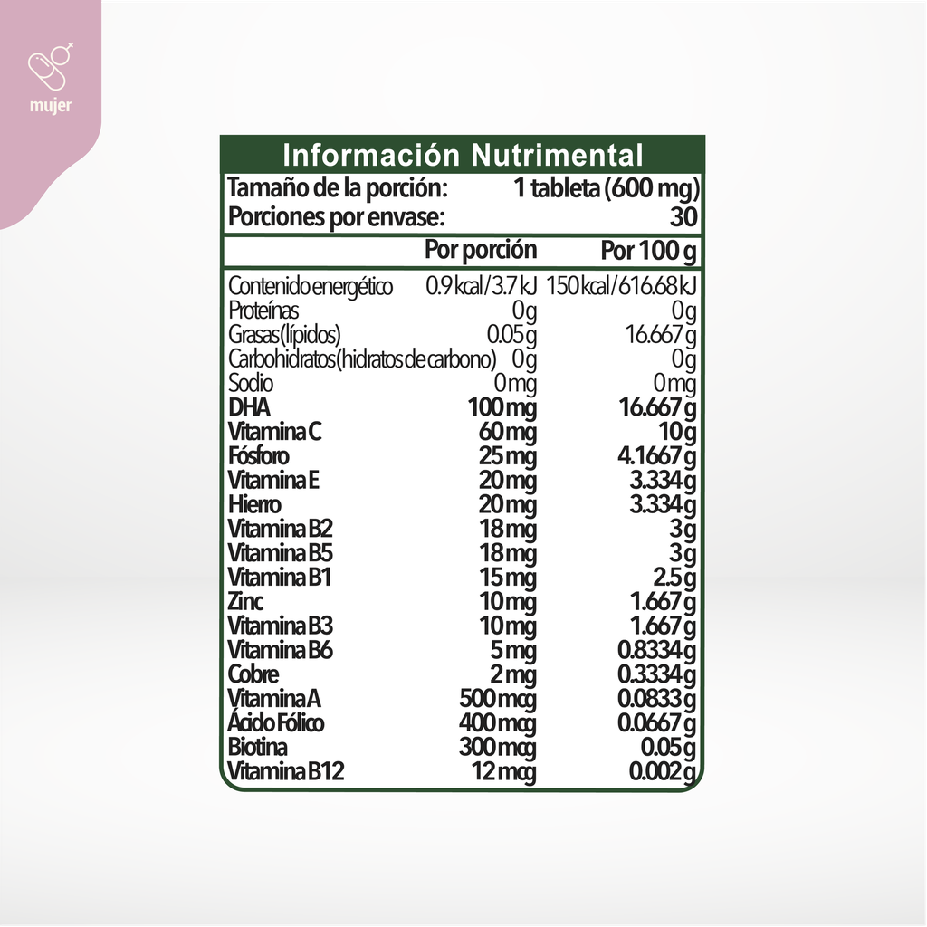 Prenatal Complex 30 Tabletas 600 mg