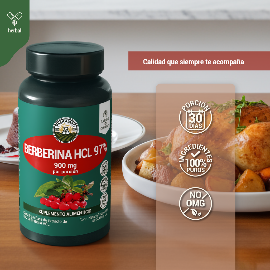 Berberina HCL 97% 60 caps de 500 mg