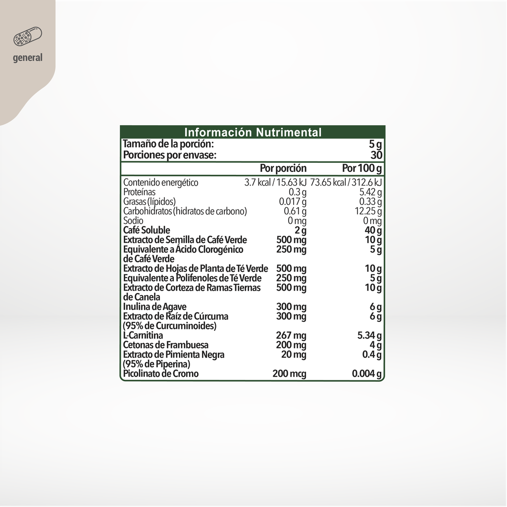 Café Termogénico sabor canela de 150g