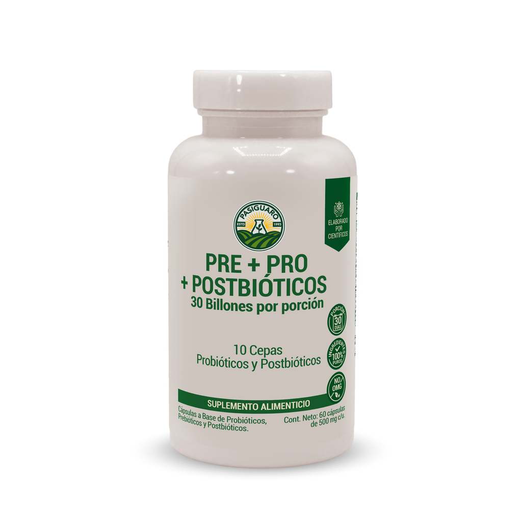 PRE + PRO + POST Bióticos 60 cápsulas de 500 mg