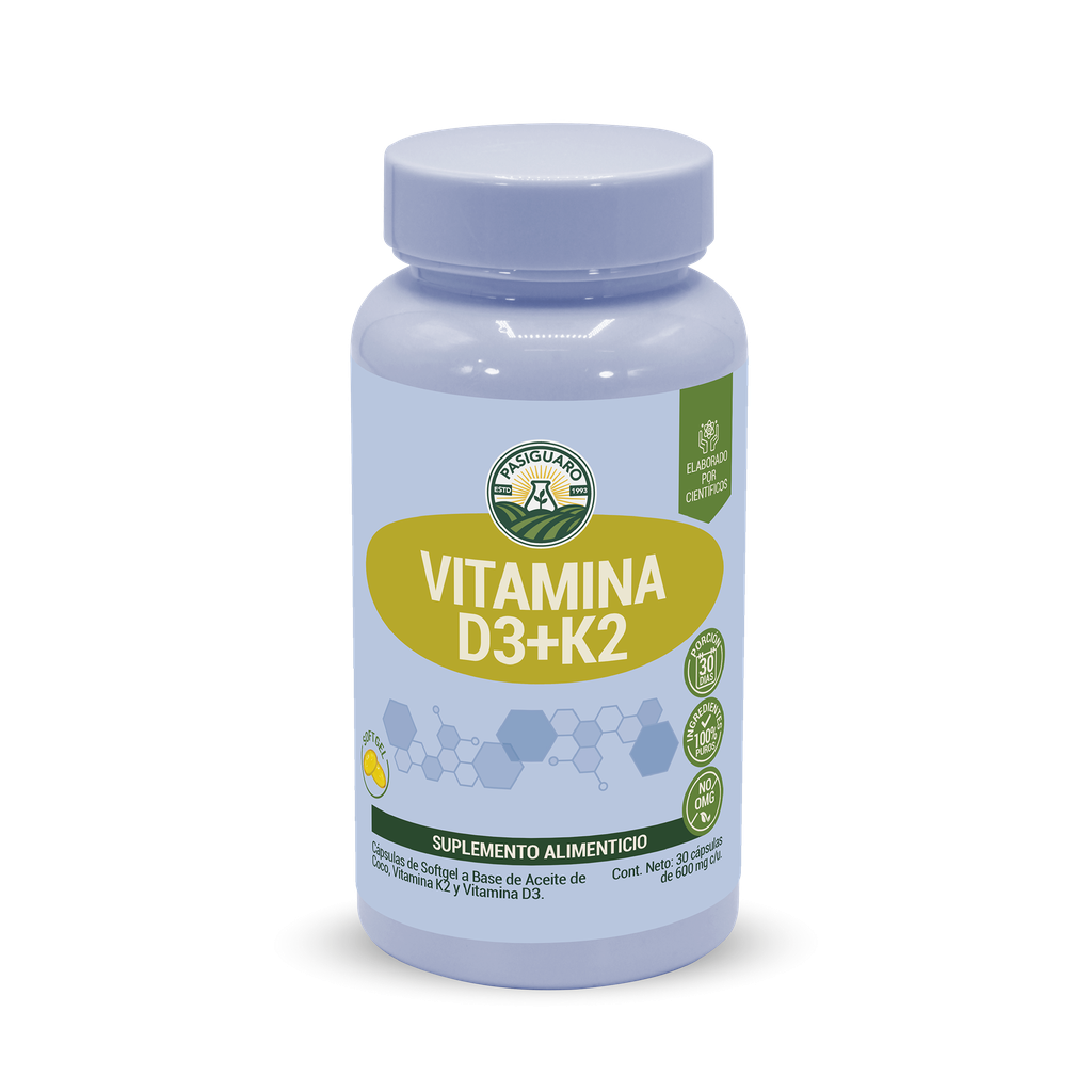 [15-100] Vitamina D3 + K2 Con Aceite de Coco 30 Cápsulas de 600 mg